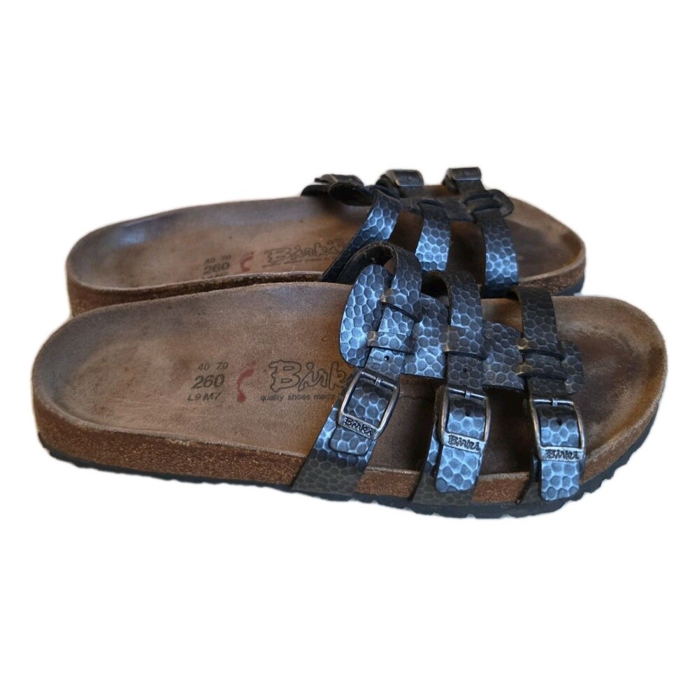 Birkenstock Birki's Xenia Gray Snake Print Three Strap Sandals Size 40/W9, M7